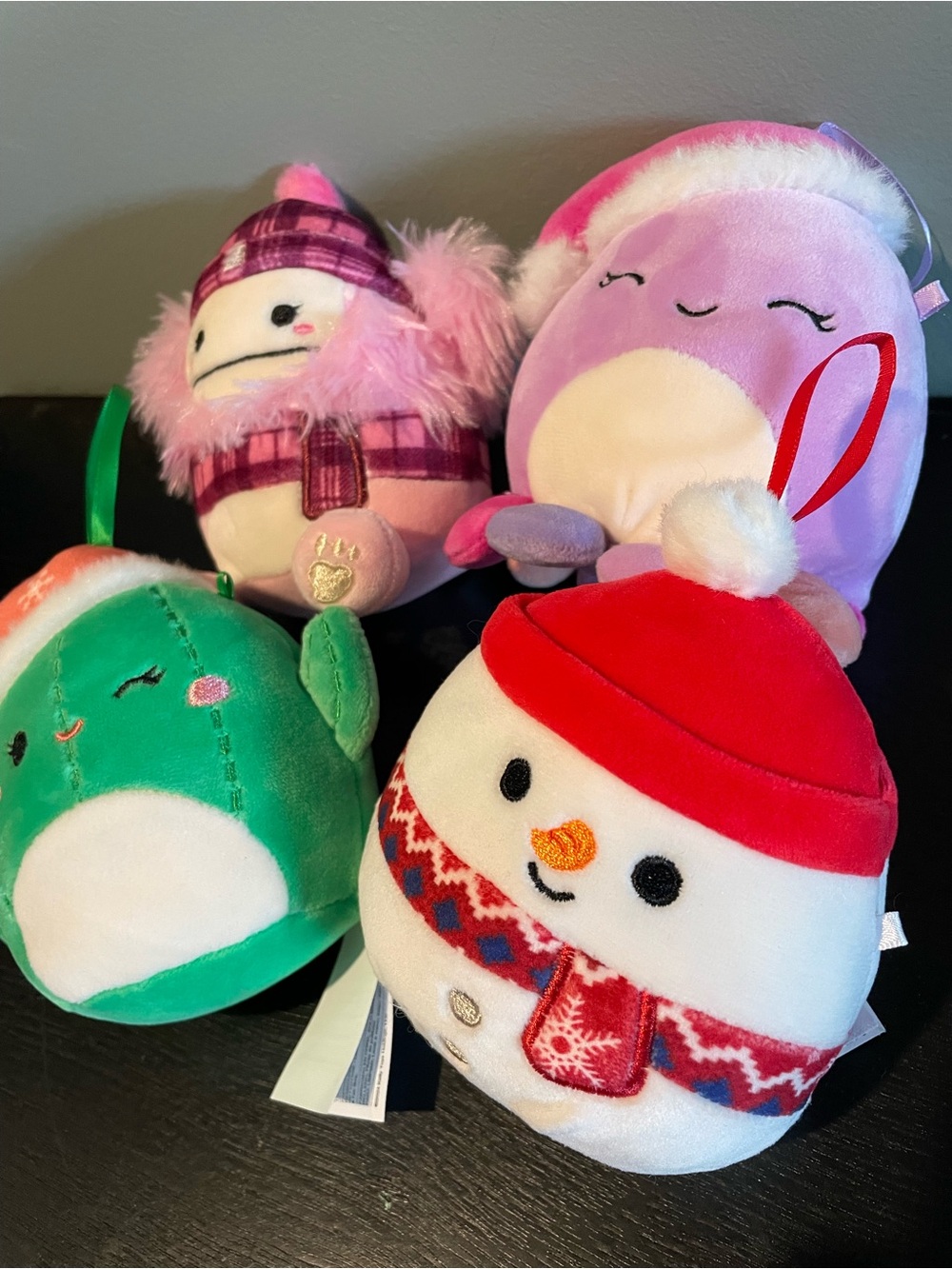 Squishmallows Holiday Mini Plush Ornaments Snowman Octopus Cactus Bigfoot Lot 4